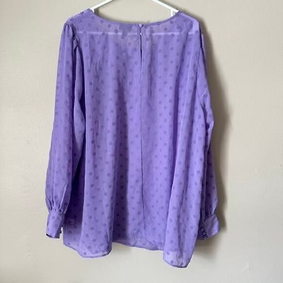 Torrid Chiffon Clip Dot Puff Sleeve Top Womens Plus 3X Purple Career Preppy - Picture 7 of 13